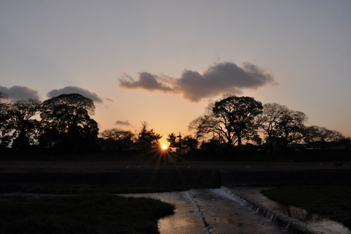 河川敷の夕日